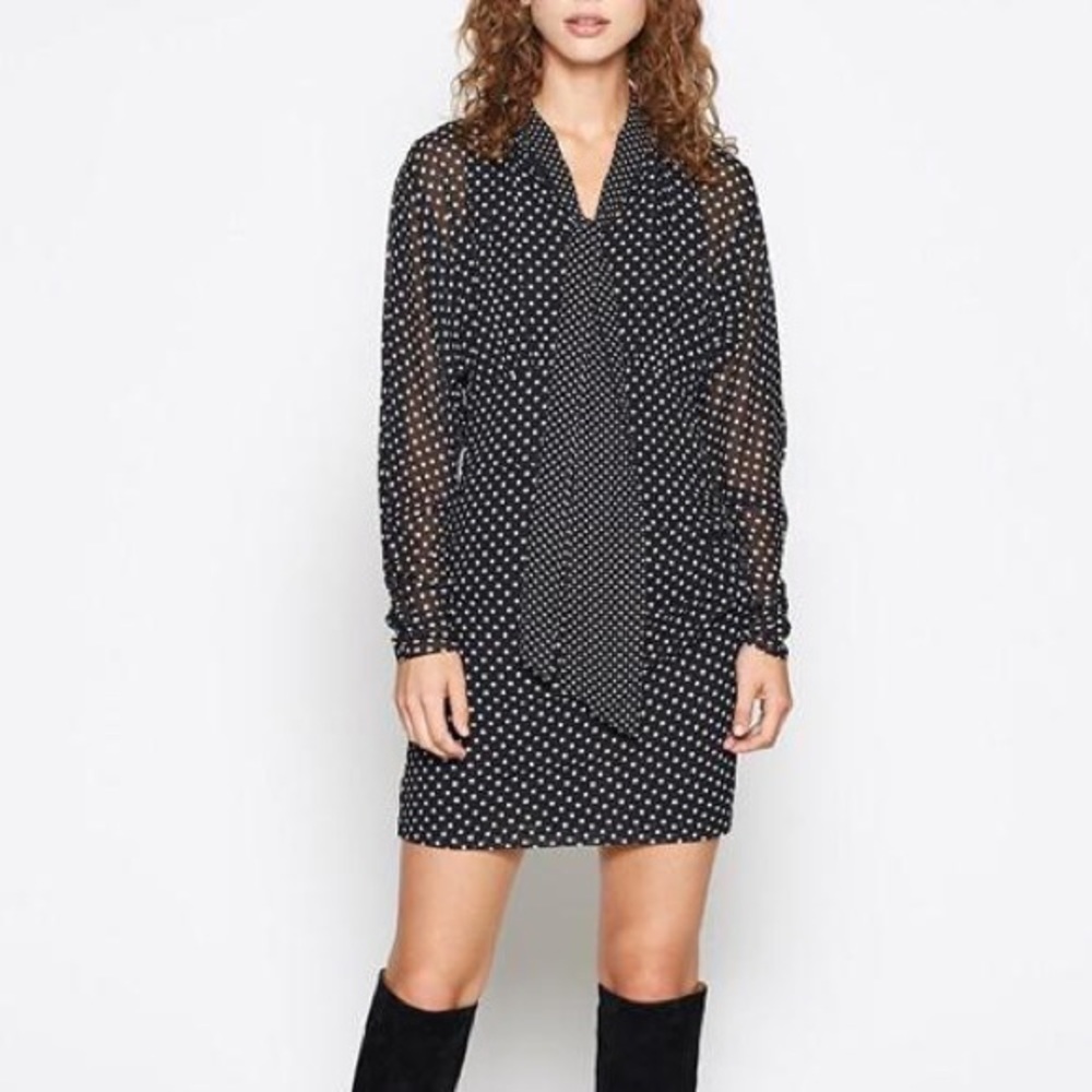 Joie Polka Dot Secretary Tie Dress New Womens Size 0